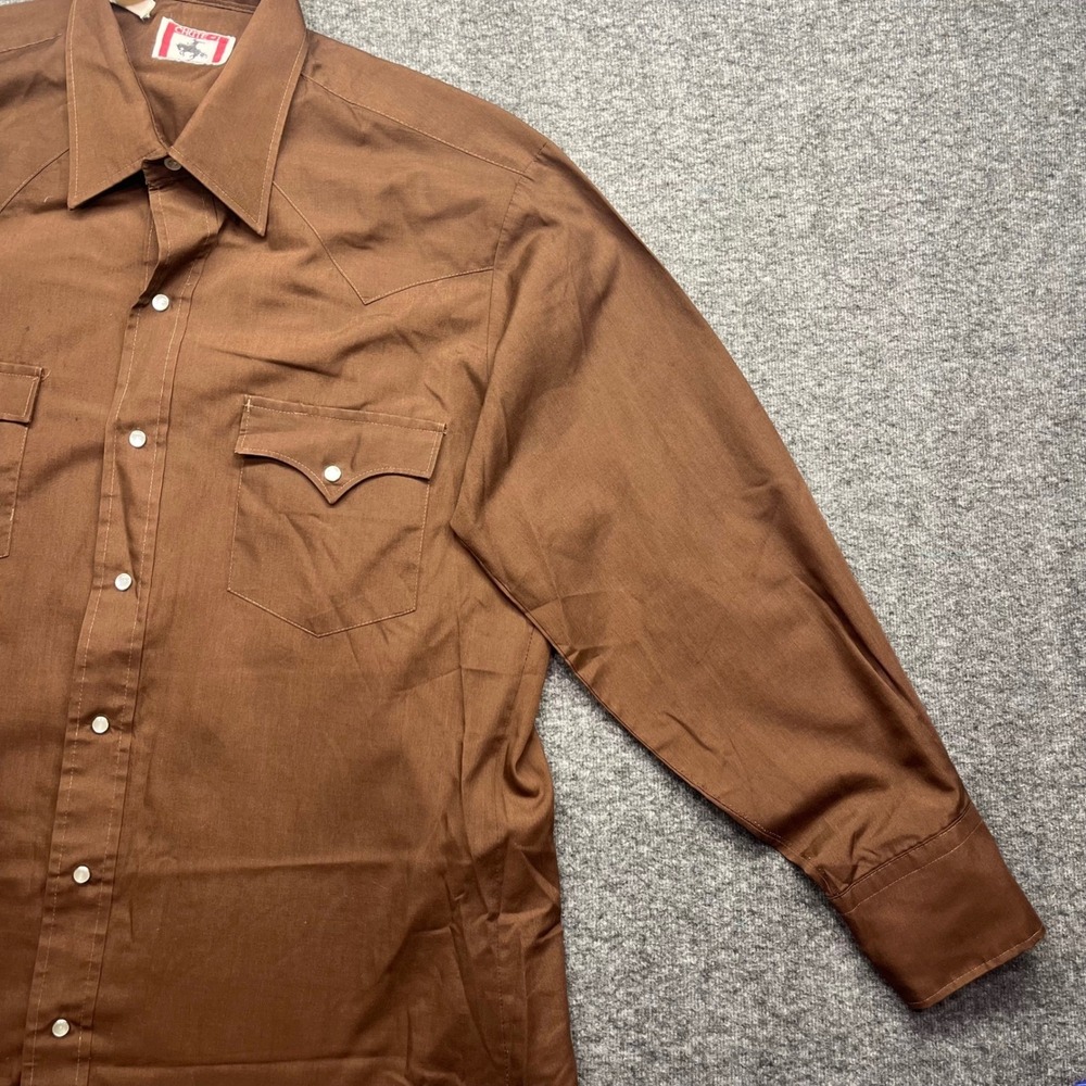 Vintage Chute 1 Shirt Mens M? Brown Western Pearl Snap Long Sleeve‎ Cowboy Yoke - Picture 4 of 16